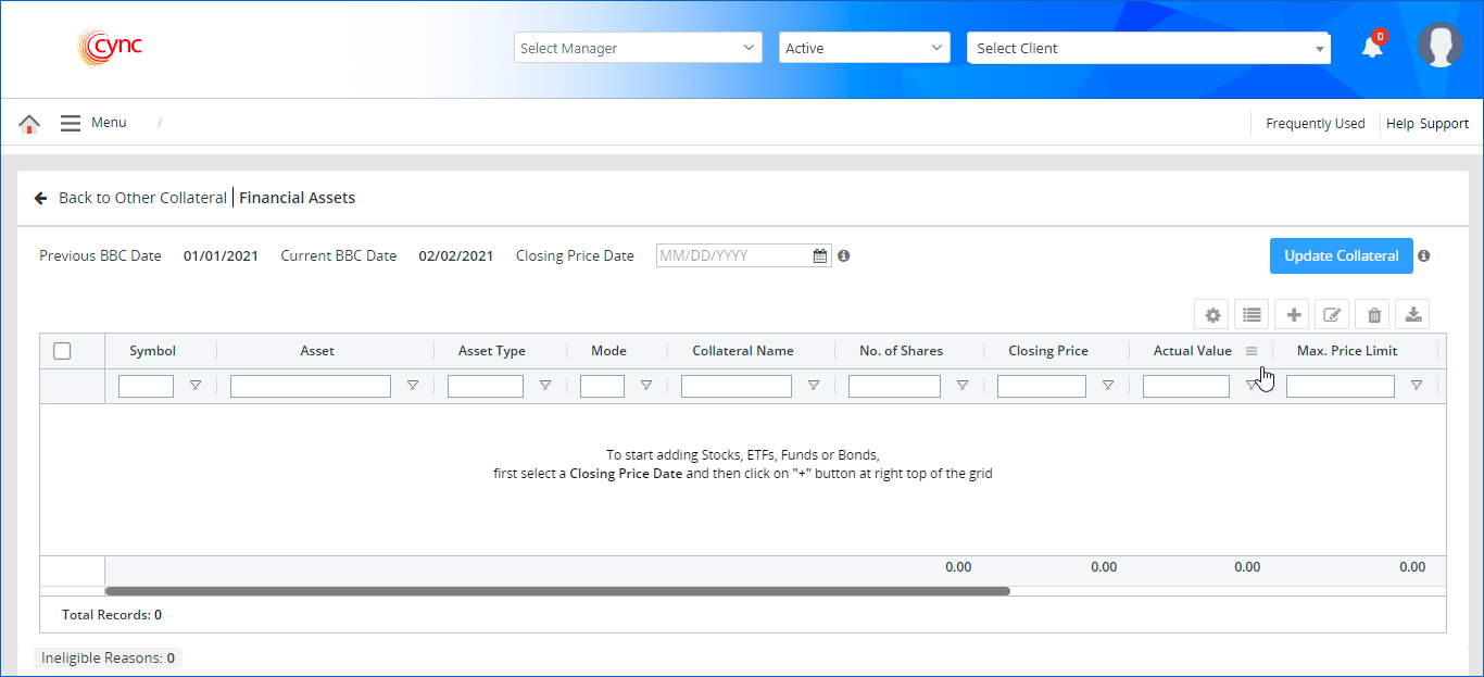 Default View of Financial Assets.