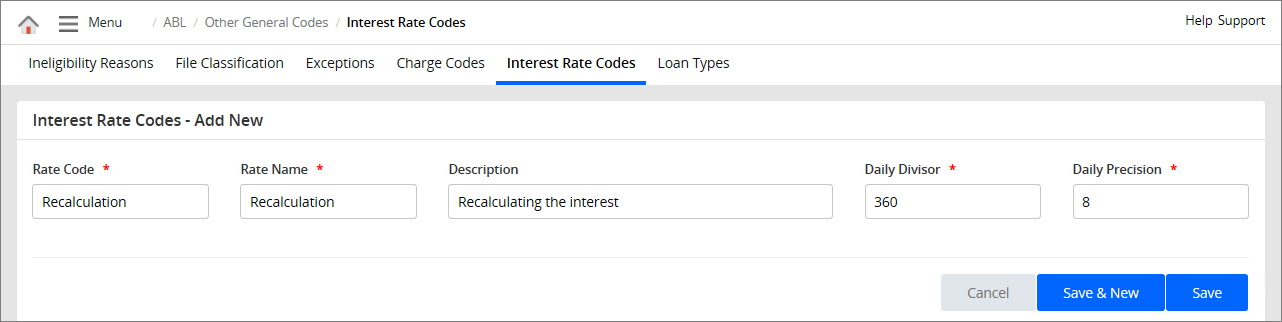 Interest Rate Codes