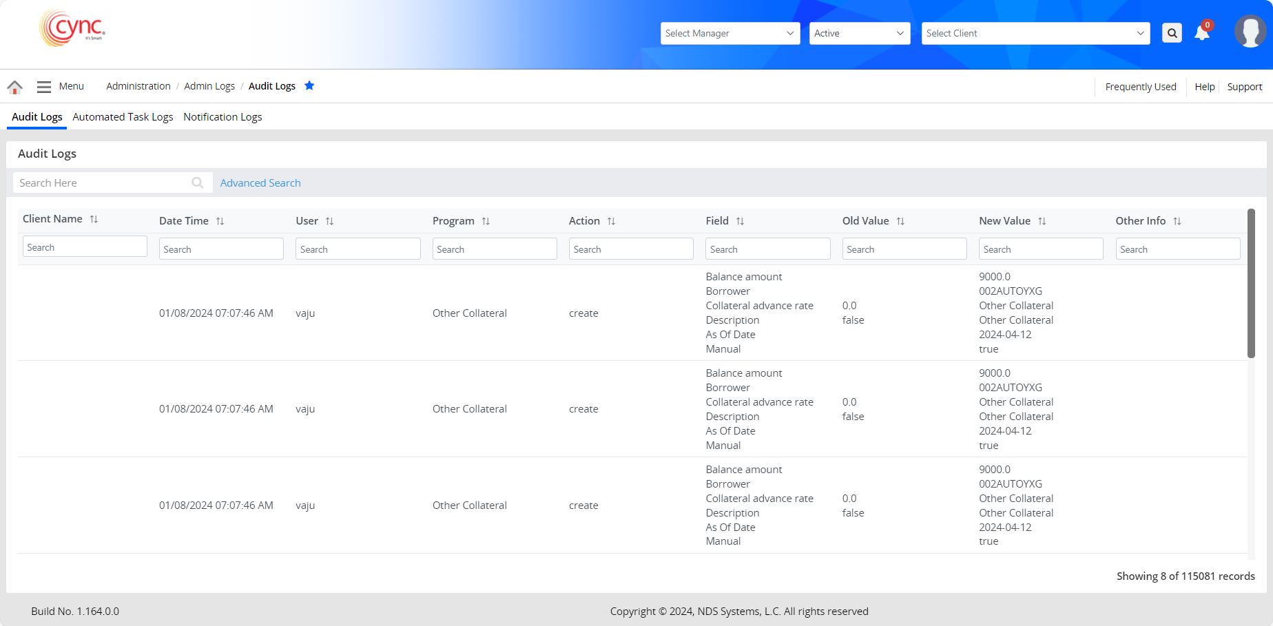 Audit Logs Page