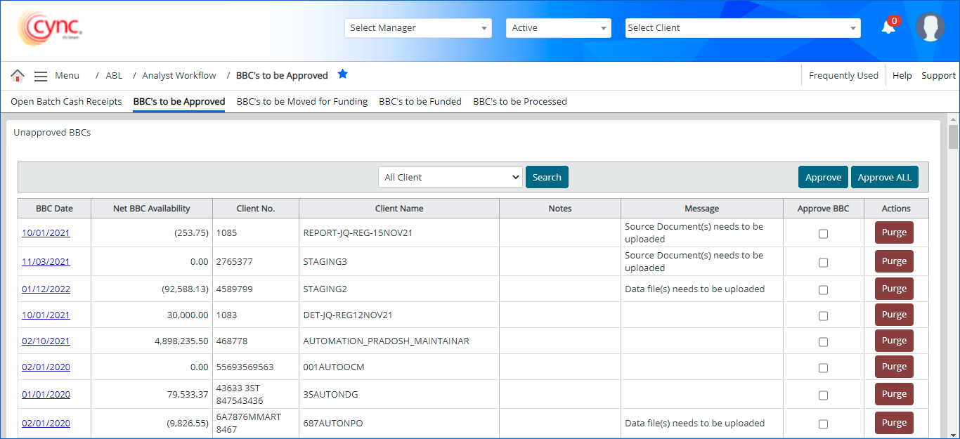 BBCs to be approved page