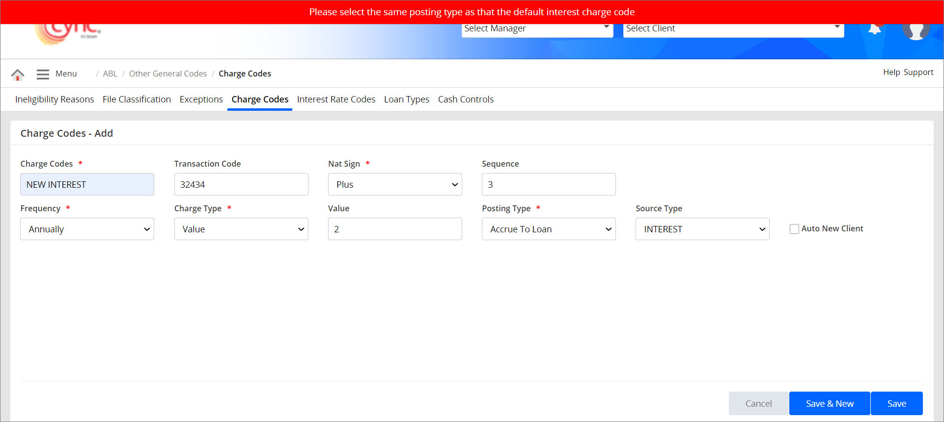Validation - Select the same posting type