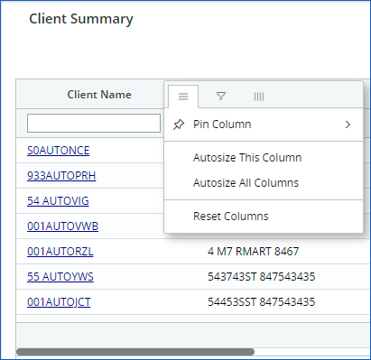 Client summary page - Edit column  
