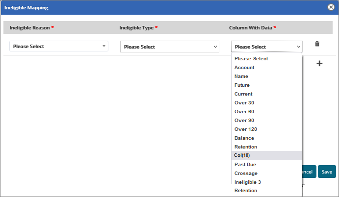 Ineligible Mapping - Column with data