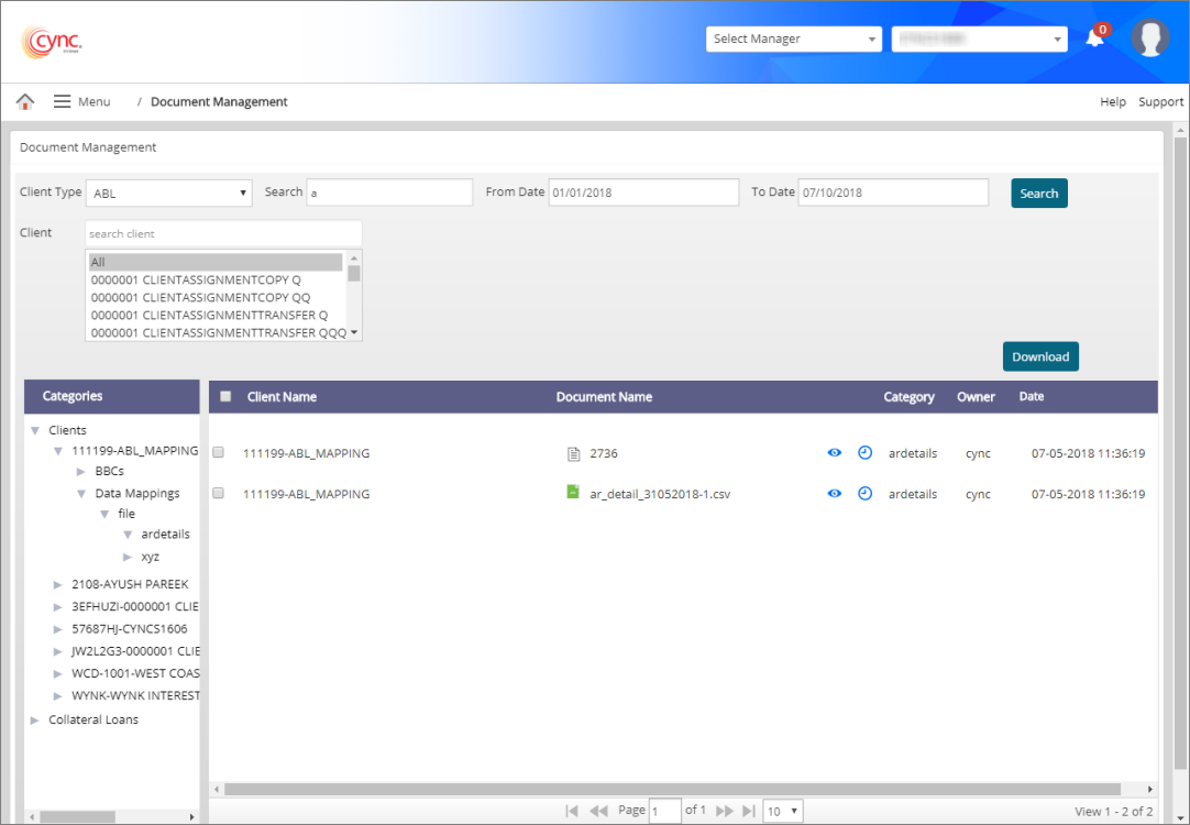 Document Management page