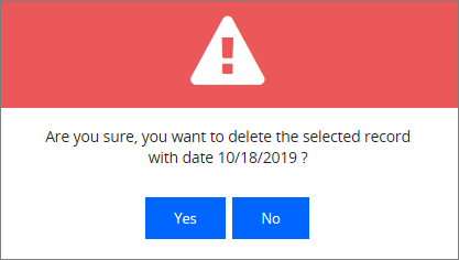 Warning - Delete the selected record