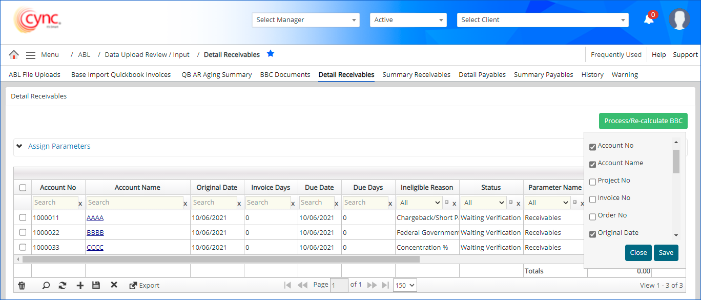 Customize Fields page
