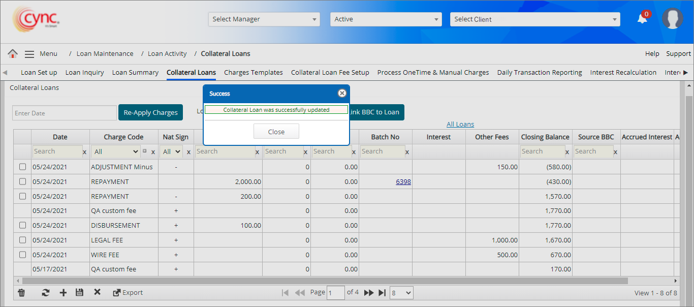 Success - Collateral loan updated