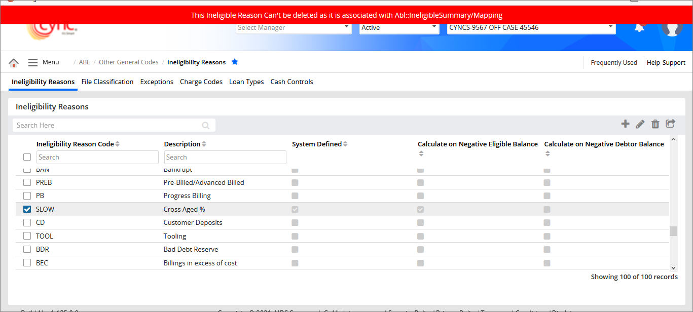 Validation - The Ineligible Reason can’t be deleted