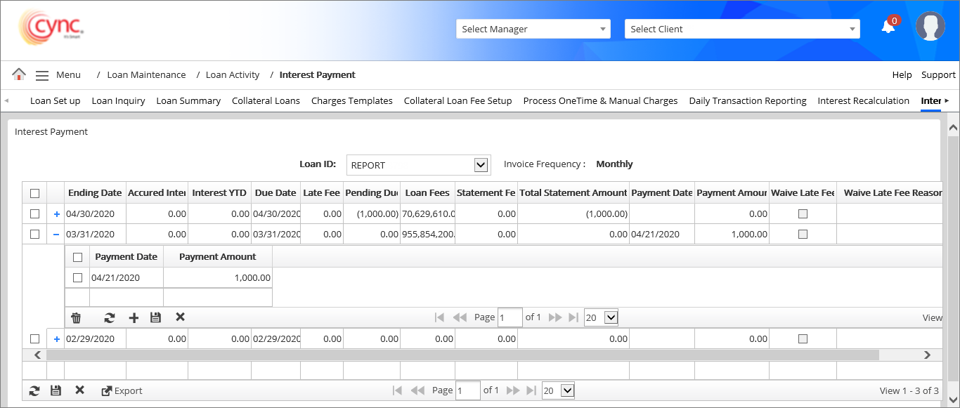 Interest Payment page