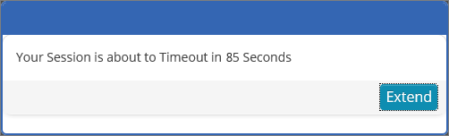 Session timeout popup