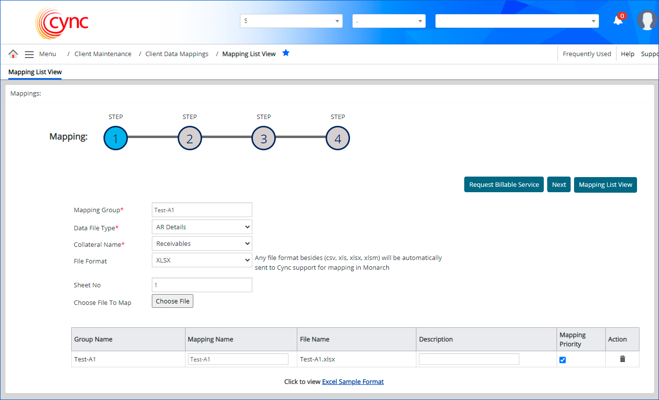Mapping list view page