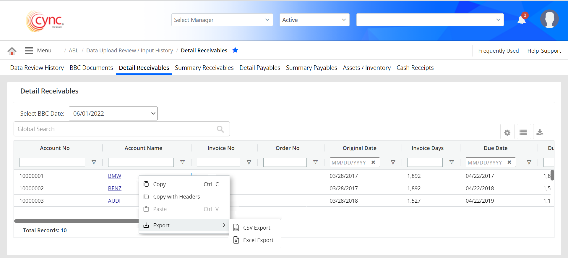 Detail Receivables