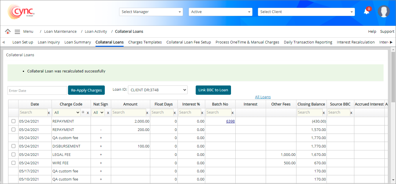 Success - Collateral loan created