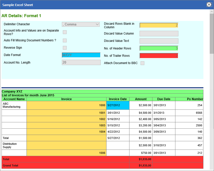 Report - Sample excel sheet
