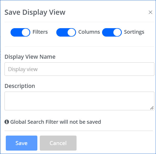 Save display view