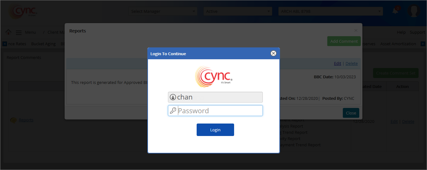 CYNC login popup