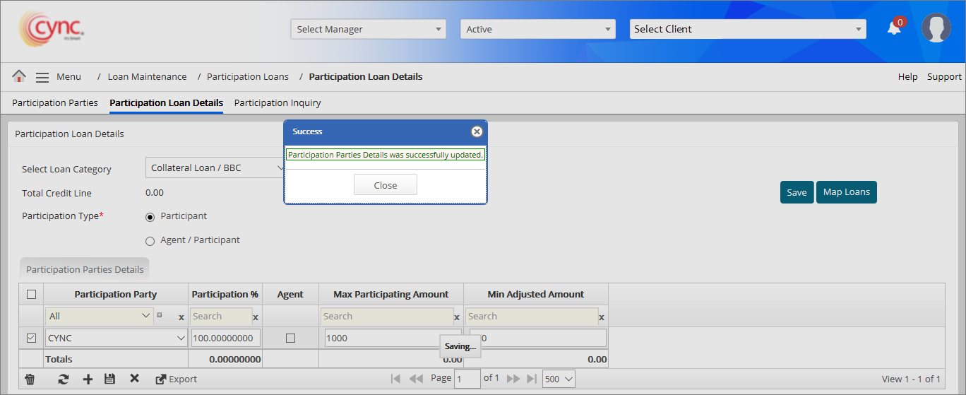 Success - Participation type details updates