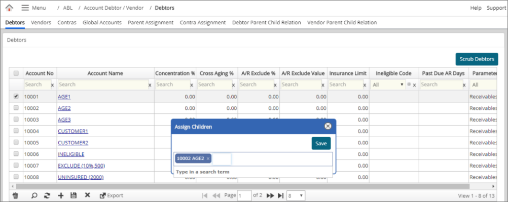Assign Children popup