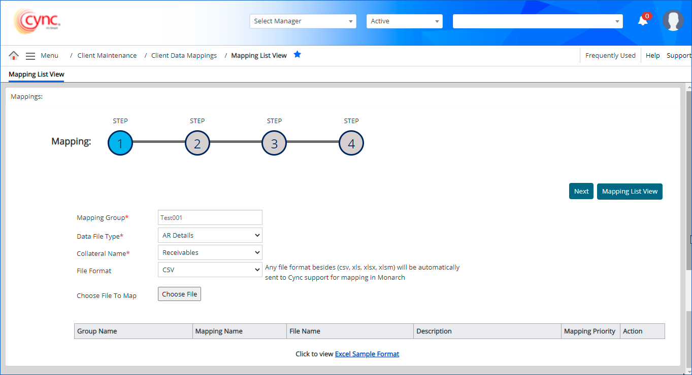 Mapping list view section